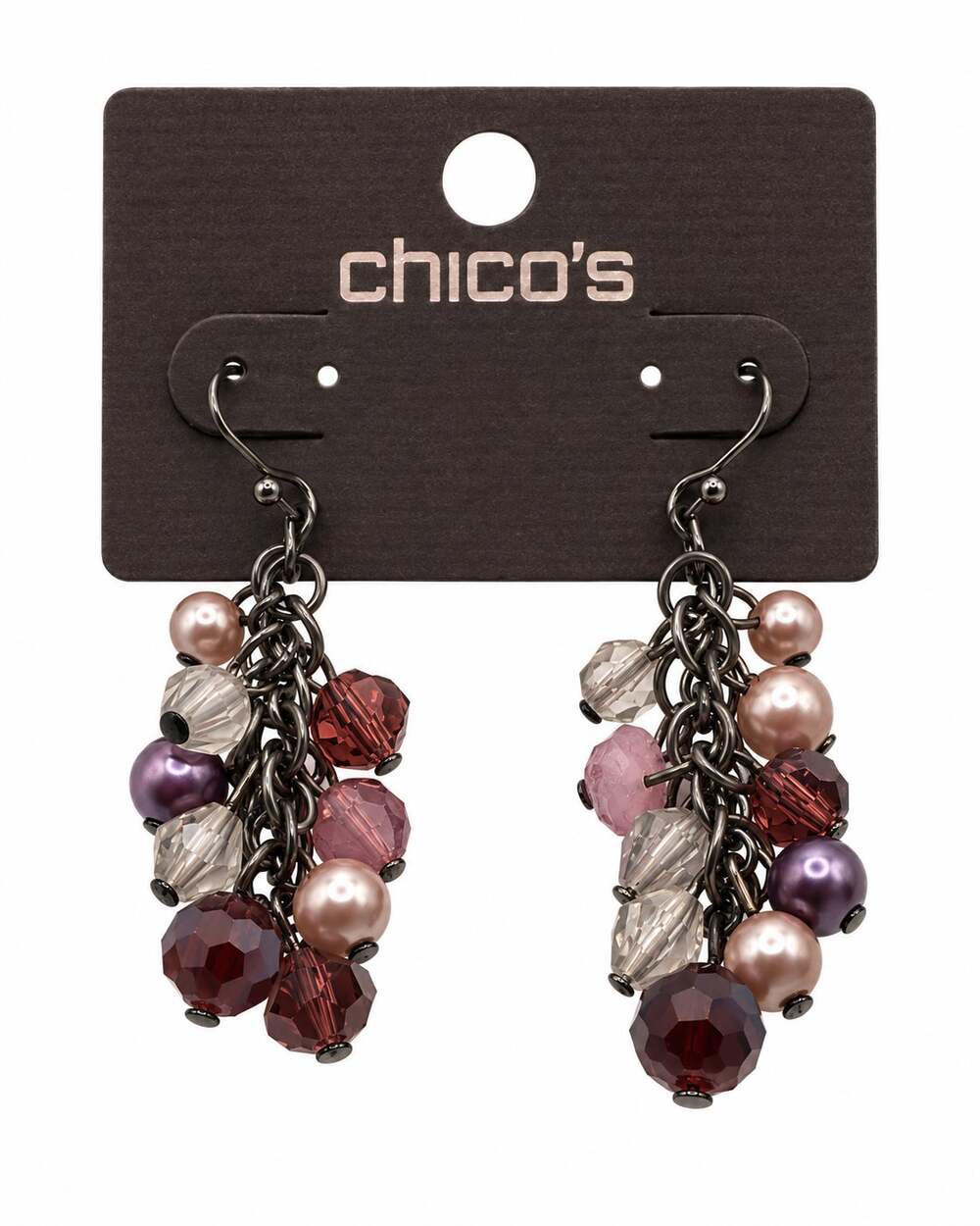 Chico's Brindel Cluster Earrings Lavender Purple Beaded